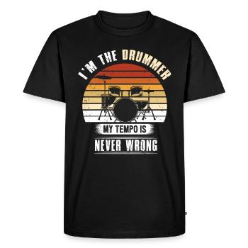 Cadeau de baguettes de batterie - T-shirt Premium bio Homme - noir - Devant - Nico (187cm)