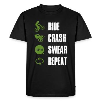 Ride Crash Swear Repeat Bike - Men's Premium Organic T-Shirt - black - Front - Nico (187cm)
