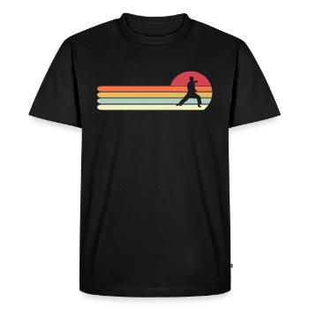 Retro Vintage Style Karate Gift for Dad - Men's Premium Organic T-Shirt - black - Front - Nico (187cm)