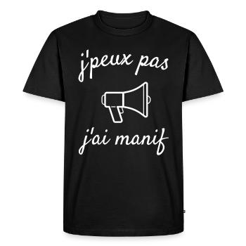J'peux pas j'ai Manif - T-shirt Premium bio Homme - noir - Devant - Nico (187cm)