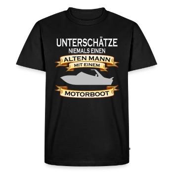 Boot Kapitän Segeln Schiff Anker Motiv Spruch - Männer Premium Bio T-Shirt - Schwarz - Vorne - Nico (187cm)