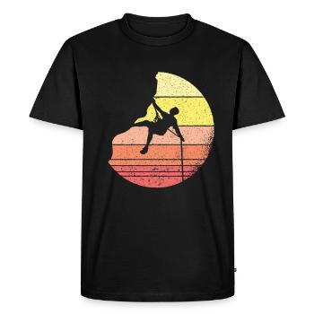 Escalade de la roche dans le retro rétro vintage grimpeur - T-shirt Premium bio Homme - noir - Devant - Nico (187cm)