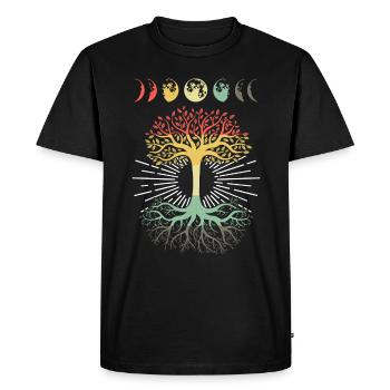 Phases of the Moon Retro 60's Vibe Tree of - T-shirt Premium bio Homme - noir - Devant - Nico (187cm)