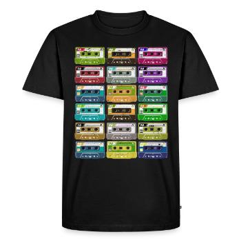 Cassettes Bandes Mixtapes 1980 Radio Musique - T-shirt Premium bio Homme - noir - Devant - Nico (187cm)