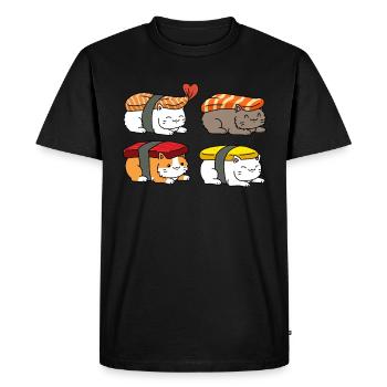 Cat Sushi Sushi Gift - Men's Premium Organic T-Shirt - black - Front - Nico (187cm)