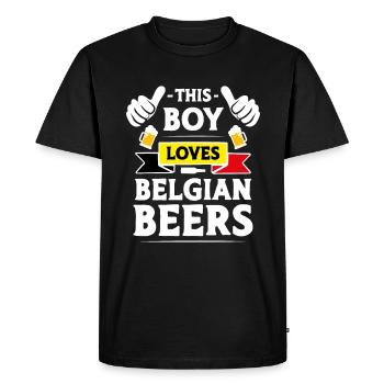 This boy loves Belgian beers - T-shirt Premium bio Homme - noir - Devant - Nico (187cm)