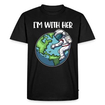 Im With Her Earth Global Warming Gift - Men's Premium Organic T-Shirt - black - Front - Nico (187cm)