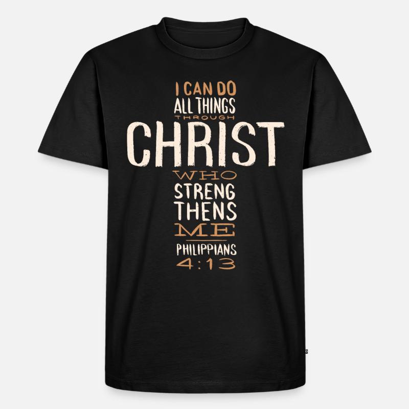 Philipper 4:13 Christlicher Bibelvers Löwe-Ehemann - Männer Premium Bio T-Shirt - Schwarz
