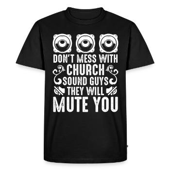Église Son Homme Audio Ingénieur technique chrétien - T-shirt Premium bio Homme - noir - Devant - Nico (187cm)