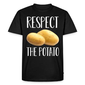 Potato Root Vegetables-Pun Vegan French Fries - Men's Premium Organic T-Shirt - black - Front - Nico (187cm)