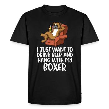 Beer And Boxer Boxer Dog Gift - Men's Premium Organic T-Shirt - black - Front - Nico (187cm)