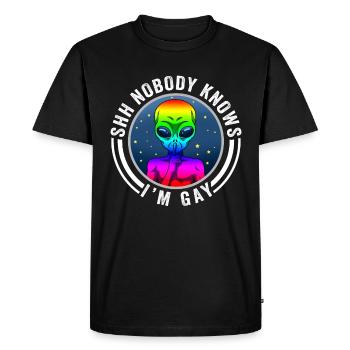 Shh Nobody Knows In Gay Gay Gift - Men's Premium Organic T-Shirt - black - Front - Nico (187cm)