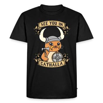 Viking Cat Chat Valhalla Norse Mythology Cadeau - T-shirt Premium bio Homme - noir - Devant - Nico (187cm)