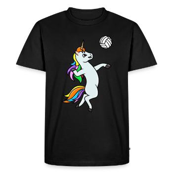 Volley-ball Drôle De volley-ball licorne - T-shirt Premium bio Homme - noir - Devant - Nico (187cm)