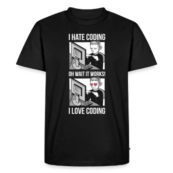 I Love Coding Programmer Cadeau - T-shirt Premium bio Homme - noir - Devant - Nico (187cm)
