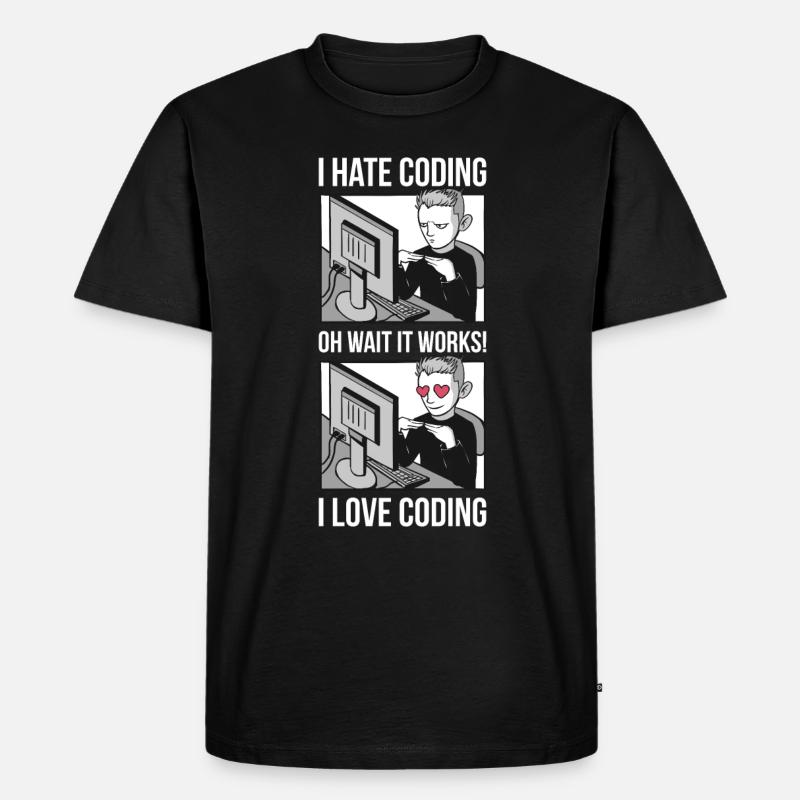 I Love Coding Programmer Cadeau - T-shirt Premium bio Homme - noir