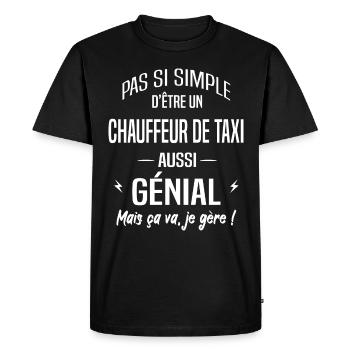 Chauffeur de taxi - T-shirt Premium bio Homme - noir - Devant - Nico (187cm)