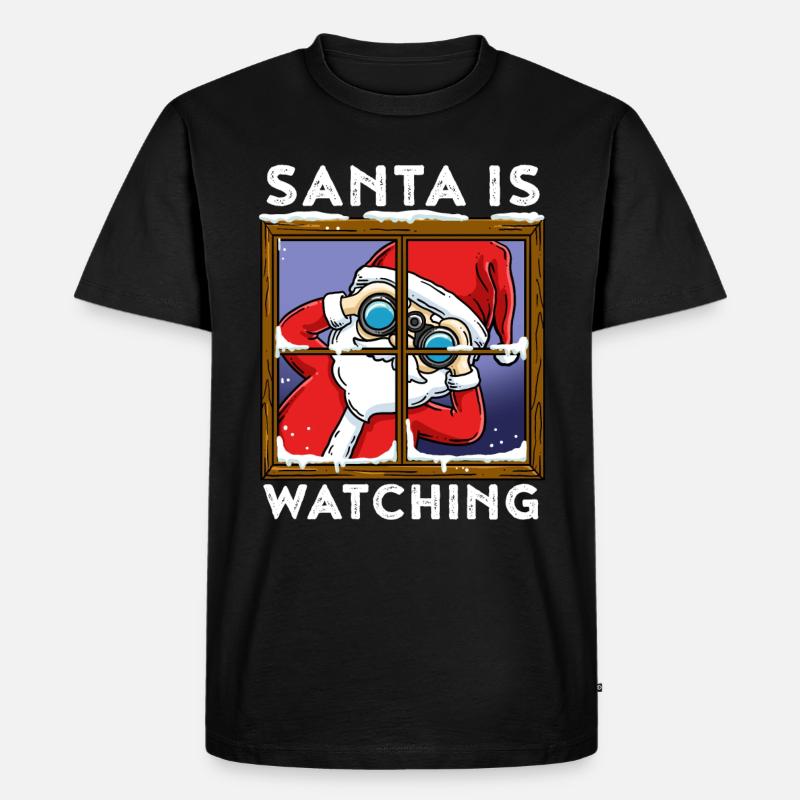 Santa Is Watching Weihnachtsmann Geschenk - Männer Premium Bio T-Shirt - Schwarz