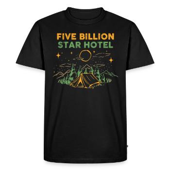 Five Billion Star Hotel Camping Gift - Men's Premium Organic T-Shirt - black - Front - Nico (187cm)