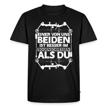 Einer von uns beiden ist besser im Bogenschießen a - Männer Premium Bio T-Shirt - Schwarz - Vorne - Nico (187cm)