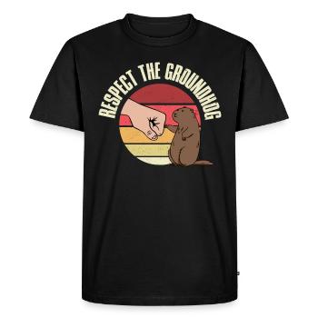 Respect The Groundhog Groundhog Groundhog Day Gift - Men's Premium Organic T-Shirt - black - Front - Nico (187cm)