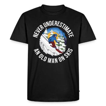 Gammel mand på ski ski gave - Herre Premium økologisk T-shirt - sort - Foran - Nico (187cm)