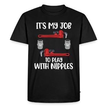 C’est mon travail de jouer avec les mamelons Cadeau de plombier - T-shirt Premium bio Homme - noir - Devant - Nico (187cm)
