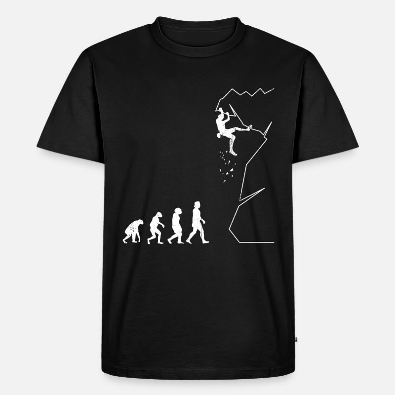 Klettern Bouldern Evolution Bergsteigen Kletterer - Männer Premium Bio T-Shirt - Schwarz