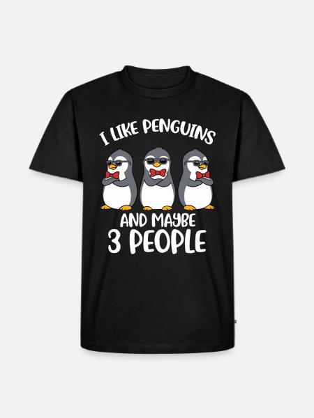 I Like Penguins Pinguin Geschenk - Männer Premium Bio T-Shirt - Schwarz