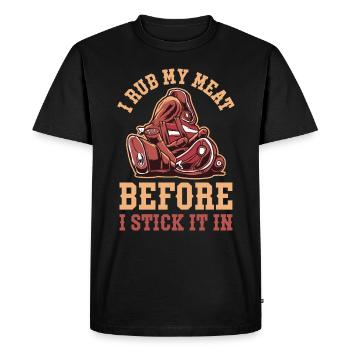 Je frotte ma viande avant de la coller dans un cadeau de barbecue - T-shirt Premium bio Homme - noir - Devant - Nico (187cm)