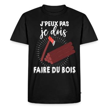 Je Dois Faire Du Bois - T-shirt Premium bio Homme - noir - Devant - Nico (187cm)