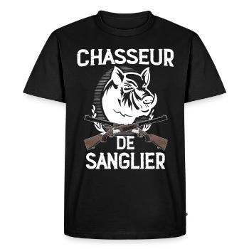 Chasseur De Sanglier humour Chasse Gibier - T-shirt Premium bio Homme - noir - Devant - Nico (187cm)