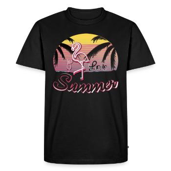 Summer Sunset Pink Flamingo - Men's Premium Organic T-Shirt - black - Front - Nico (187cm)