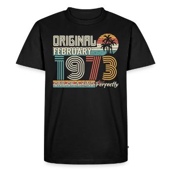 Février 1973 anniversaire Février 1973 cadeau - T-shirt Premium bio Homme - noir - Devant - Nico (187cm)