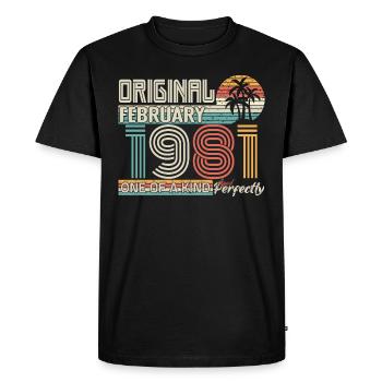 Février 1981 anniversaire Février 1981 cadeau - T-shirt Premium bio Homme - noir - Devant - Nico (187cm)
