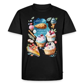 Art Café Milan 02 - Men's Premium Organic T-Shirt - black - Front - Nico (187cm)