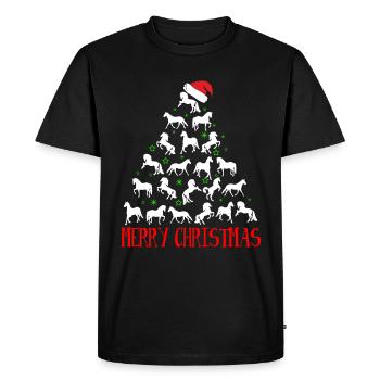 Joyeux Noël chevaux sapin - T-shirt Premium bio Homme - noir - Devant - Nico (187cm)