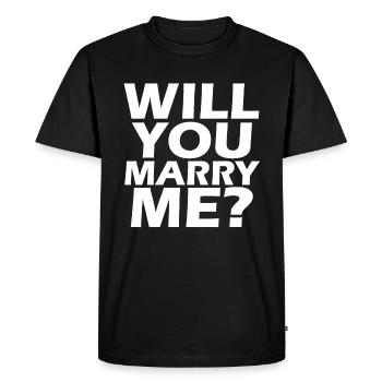 Veux-tu m'épouser? Proposition de mariage - T-shirt Premium bio Homme - noir - Devant - Nico (187cm)