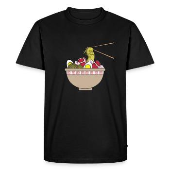 Bol de nouilles asiatiques ramen - T-shirt Premium bio Homme - noir - Devant - Nico (187cm)