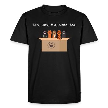Les chats sont assis dans la boîte. Petits chatons - T-shirt Premium bio Homme - noir - Devant - Nico (187cm)