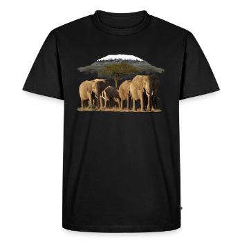 Kilimanjaro and elephants in Kenya / Africa - Men's Premium Organic T-Shirt - black - Front - Nico (187cm)