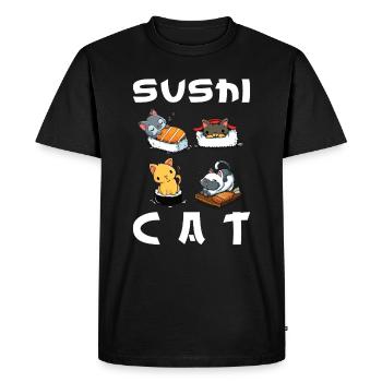 mignon Sushi Cat Nourriture japonaise - T-shirt Premium bio Homme - noir - Devant - Nico (187cm)