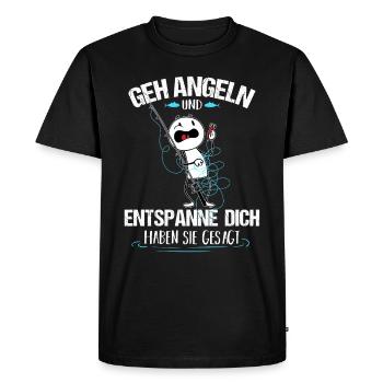 Geh angeln und entspanne haben sie gesagt - Männer Premium Bio T-Shirt - Schwarz - Vorne - Nico (187cm)