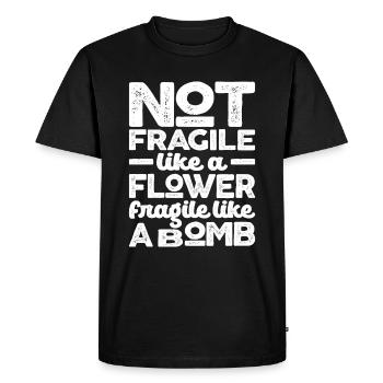 Pas fragile comme une fleur fragile comme une bombe - T-shirt Premium bio Homme - noir - Devant - Nico (187cm)