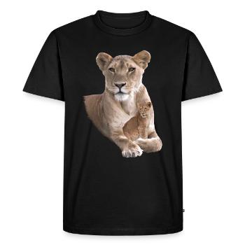 Maman Lion avec Bébé - Big Cat - Cat - Afrique - T-shirt Premium bio Homme - noir - Devant - Nico (187cm)
