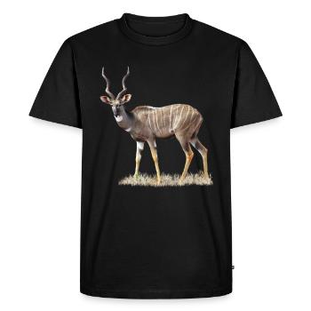Kudu - African Antelope - Kenya / Africa - Men's Premium Organic T-Shirt - black - Front - Nico (187cm)