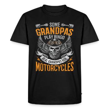 Opa Motorrad - Männer Premium Bio T-Shirt - Schwarz - Vorne - Nico (187cm)