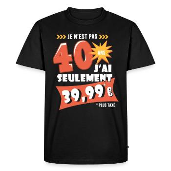 40 ans anniversaire humour 40e anniversaire - T-shirt Premium bio Homme - noir - Devant - Nico (187cm)