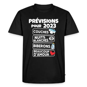 Prévisions pour 2023 Humour Futur Papa pour 2023 - T-shirt Premium bio Homme - noir - Devant - Nico (187cm)