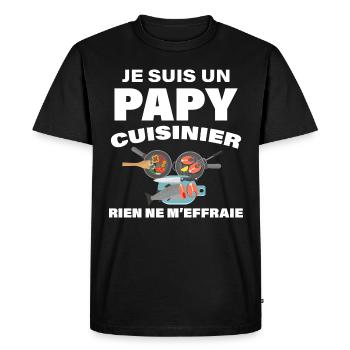 Papy Chef Cuisinier Au Top Cadeau Homme - T-shirt Premium bio Homme - noir - Devant - Nico (187cm)